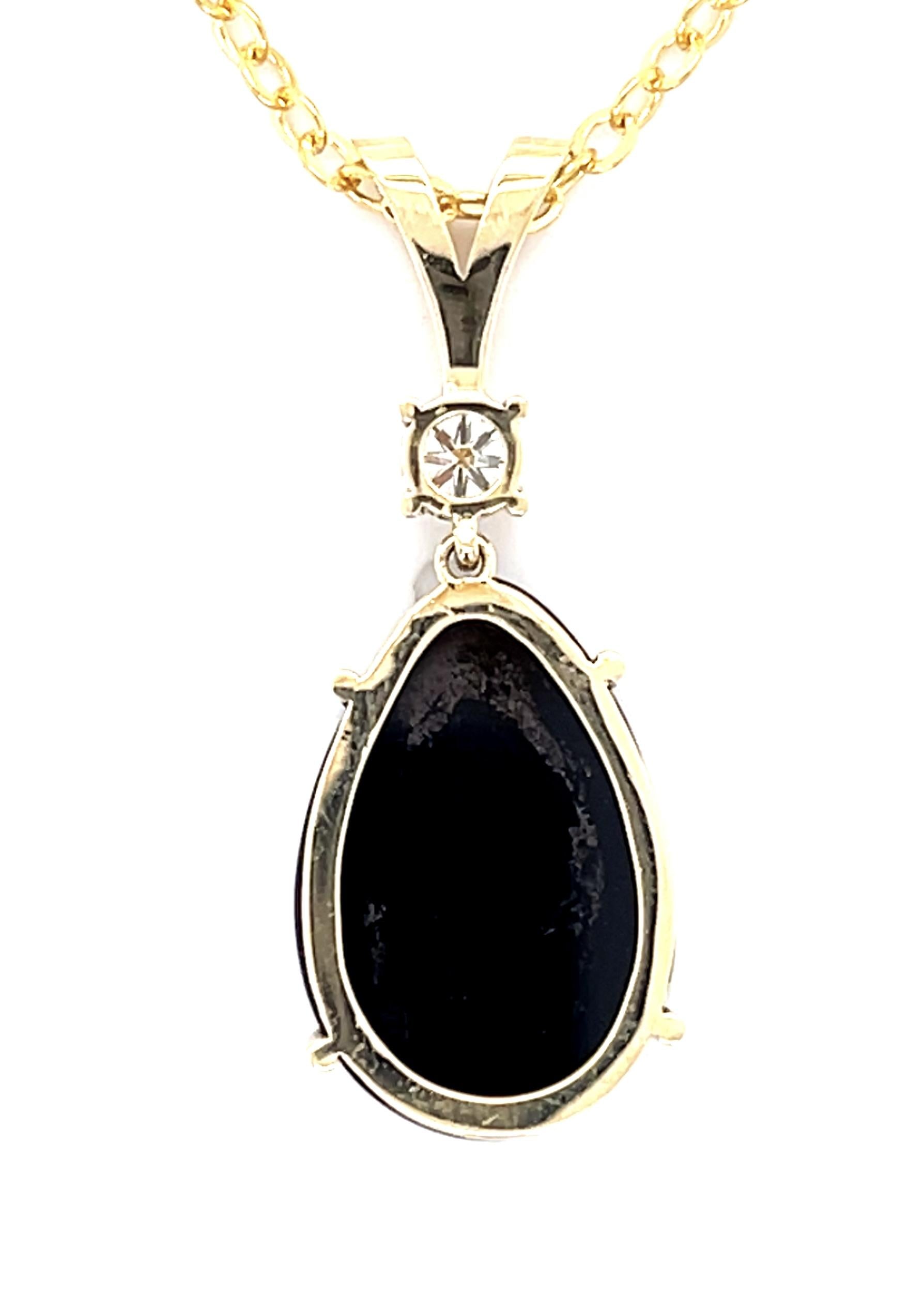 3.33ct Australian Opal with Onyx Backing 10KY Pendant