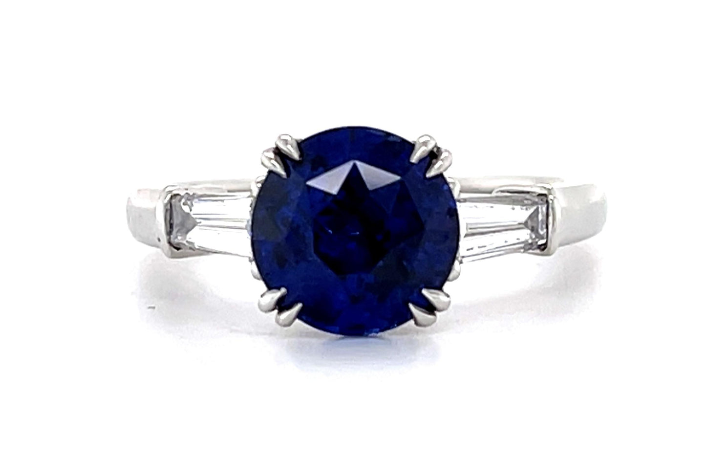 3.03ct Round Sapphire Platinum Ring (Estate 1970s)