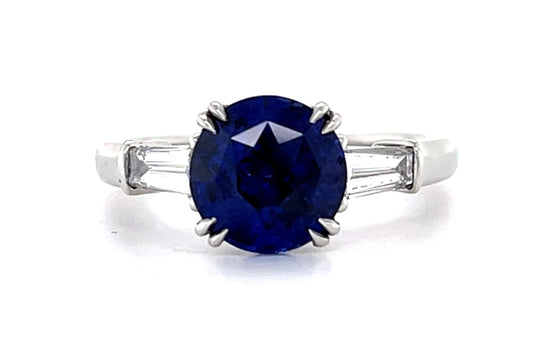 3.03ct Round Sapphire Platinum Ring (Estate 1970s)
