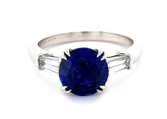 3.03ct Round Sapphire Platinum Ring (Estate 1970s)