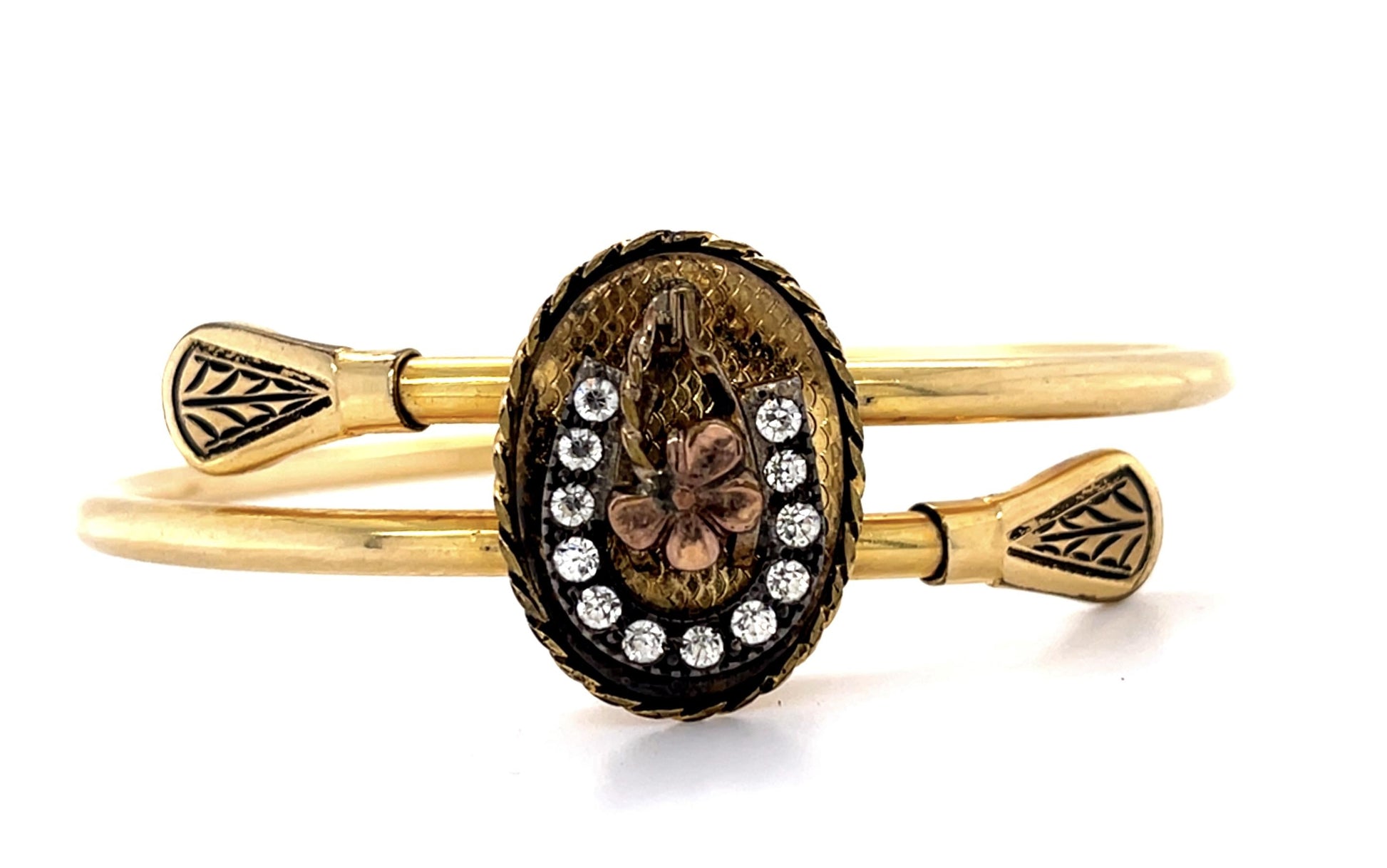 Horseshoe 1/20-12KY Gold Costume Jewelry Bangle Bracelet