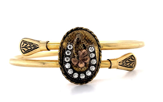 Horseshoe 1/20-12KY Gold Costume Jewelry Bangle Bracelet