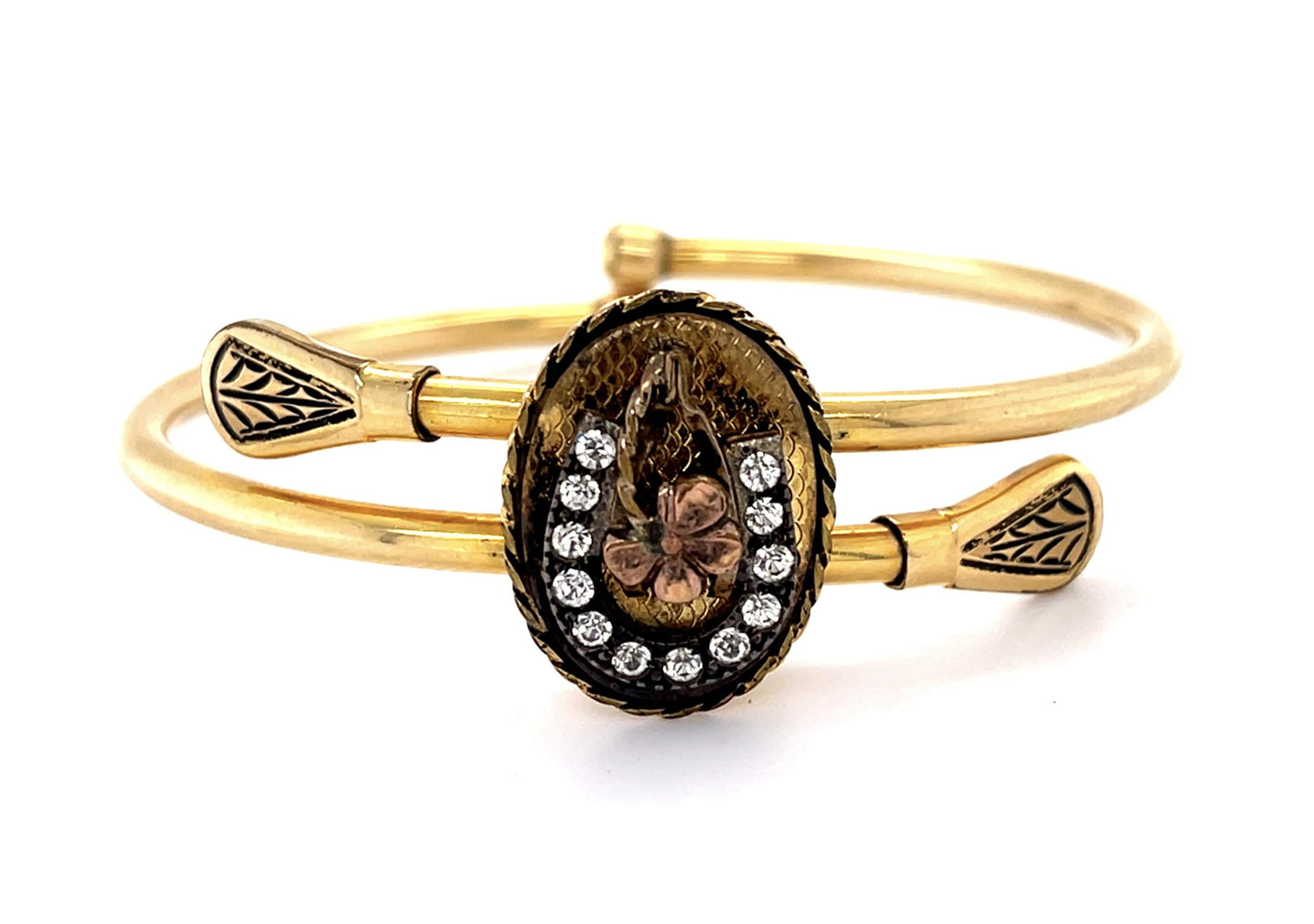 Horseshoe 1/20-12KY Gold Costume Jewelry Bangle Bracelet