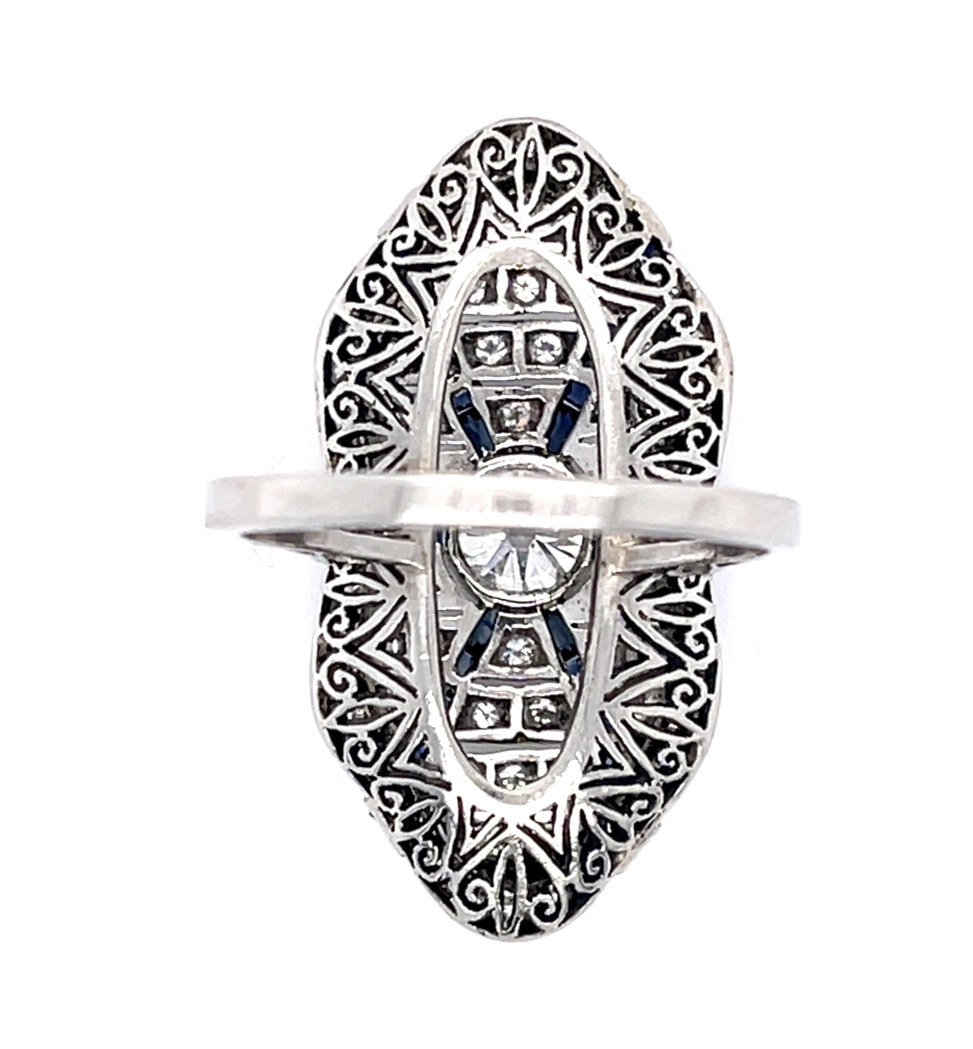 .60ct Old Mine Cut Diamond .90ct Sapphires Platinum Handmade Ring