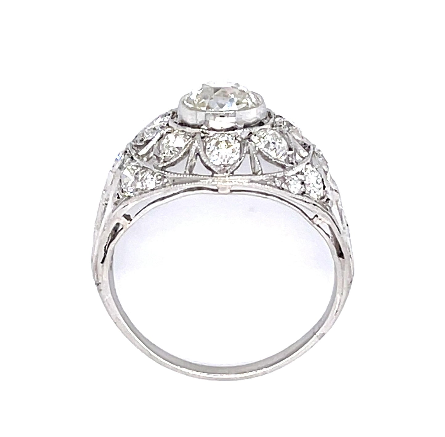 Original Art Deco .70ct Old European Diamond Platinum Ring (Antique 1920s)