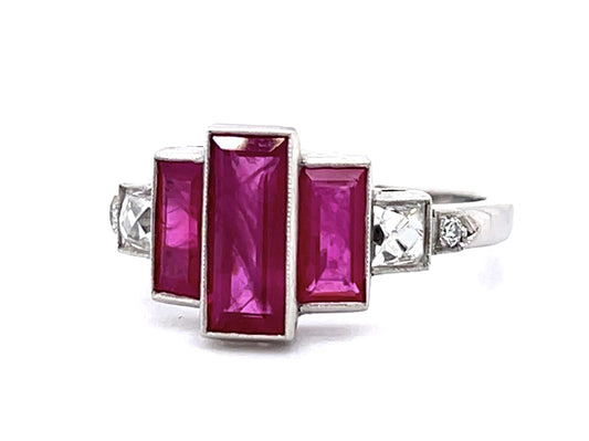 2.23ct Ruby .41ct French-cut Diamond Platinum Handmade Ring