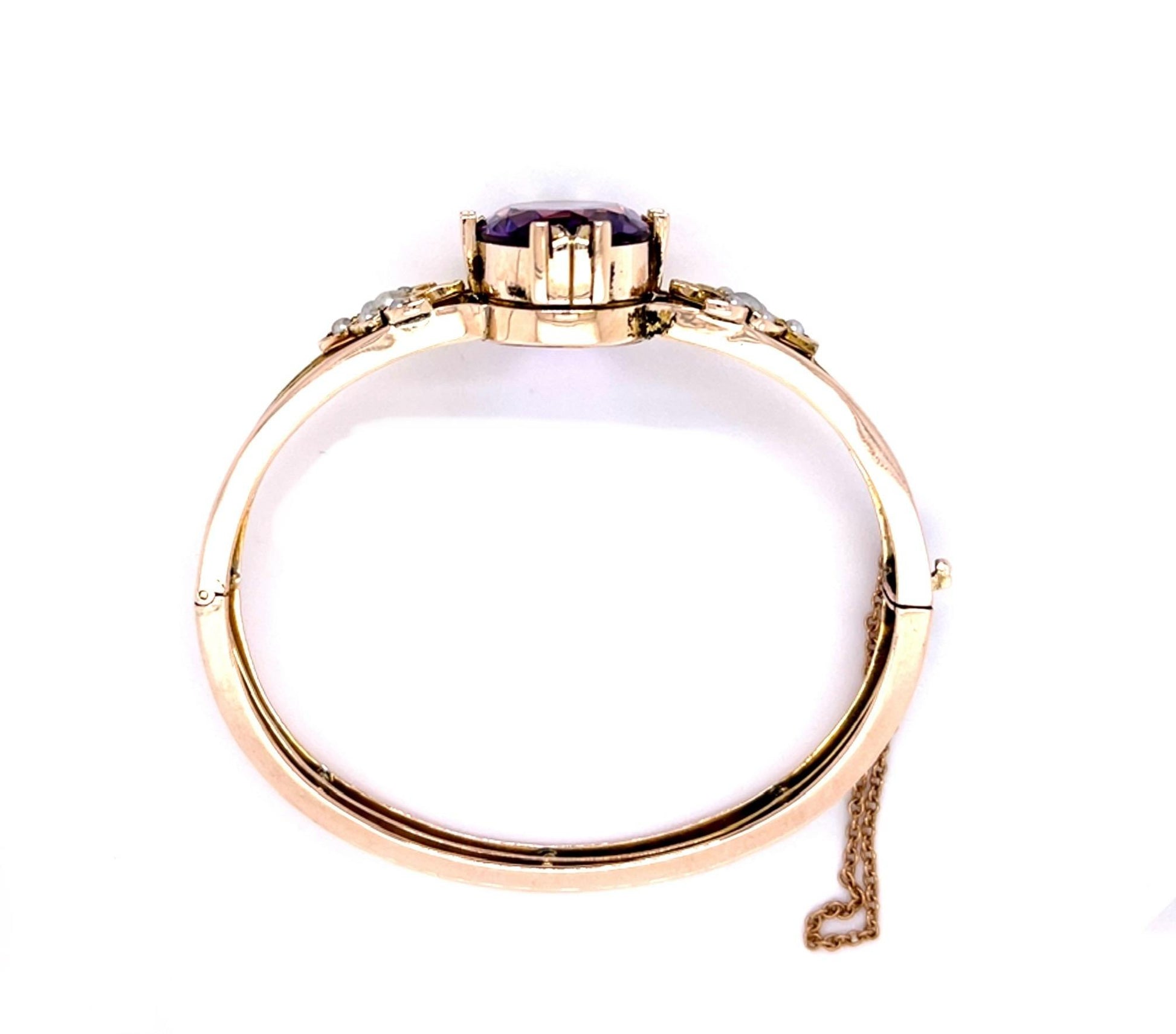 Original Victorian 18ct Amethyst 8KY Gold Bangle Bracelet (Antique 1890s)