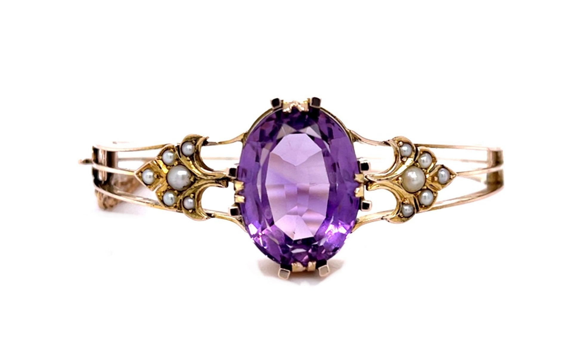 Original Victorian 18ct Amethyst 8KY Gold Bangle Bracelet (Antique 1890s)