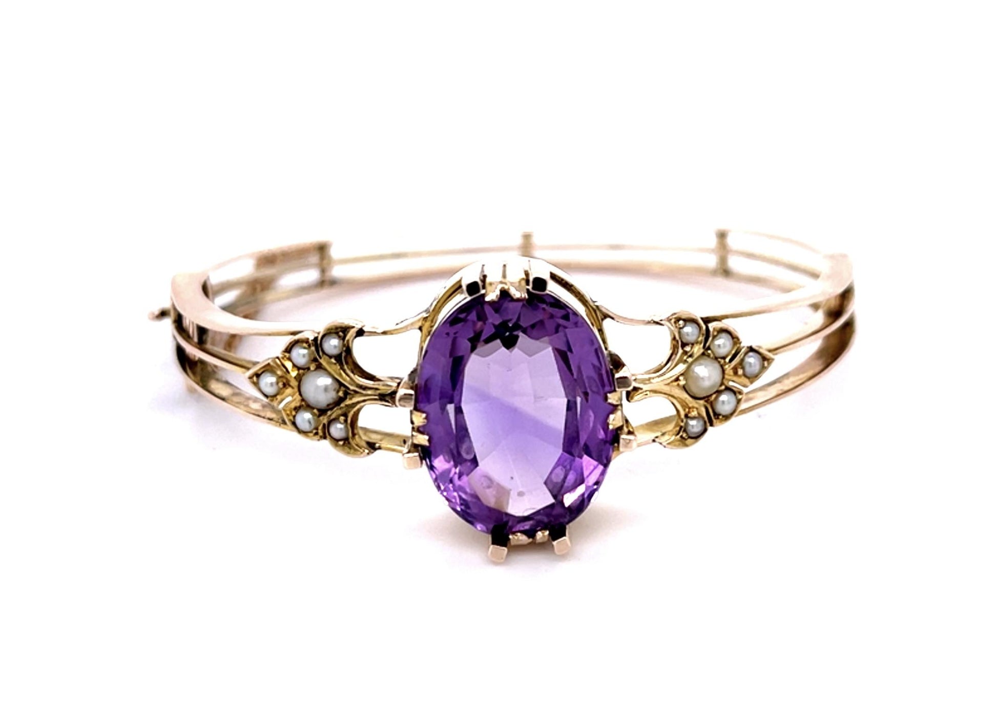 Original Victorian 18ct Amethyst 8KY Gold Bangle Bracelet (Antique 1890s)
