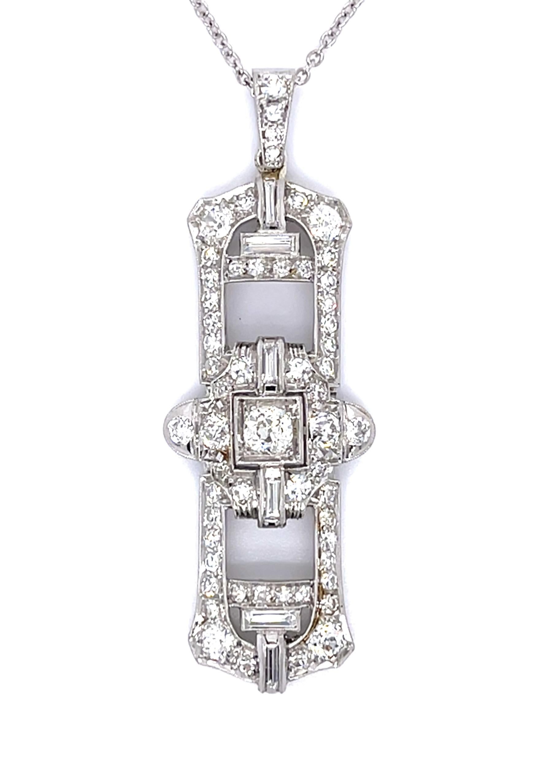Original Art Deco .25ct Old European Diamond PT Pendant (Vintage 1930s)