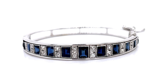 Original 7.50ct Square-cut Sapphire No Heat (No Cert) 14KW Bangle Bracelet