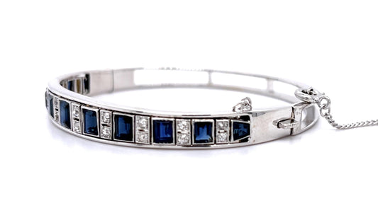 Original 7.50ct Square-cut Sapphire No Heat (No Cert) 14KW Bangle Bracelet