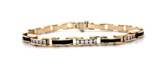 3.50ct Sapphire 1.40ct Diamond 14KY Bar Link Bracelet