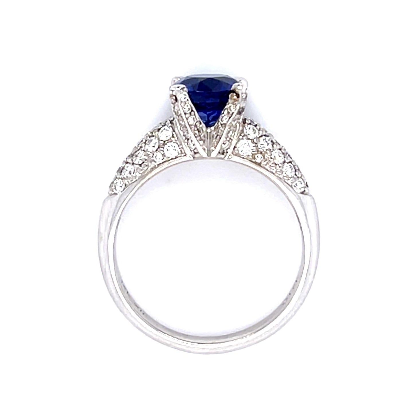 1.97ct Ceylon Sapphire (No Cert) .88ct Diamond 14KY White Gold Ring