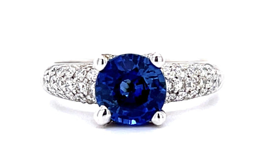 1.97ct Ceylon Sapphire (No Cert) .88ct Diamond 14KY White Gold Ring