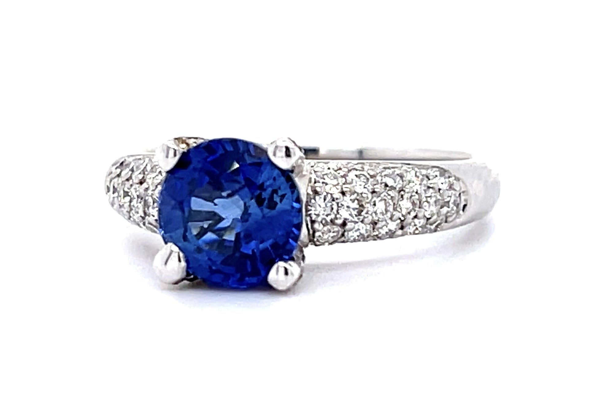 1.97ct Ceylon Sapphire (No Cert) .88ct Diamond 14KY White Gold Ring
