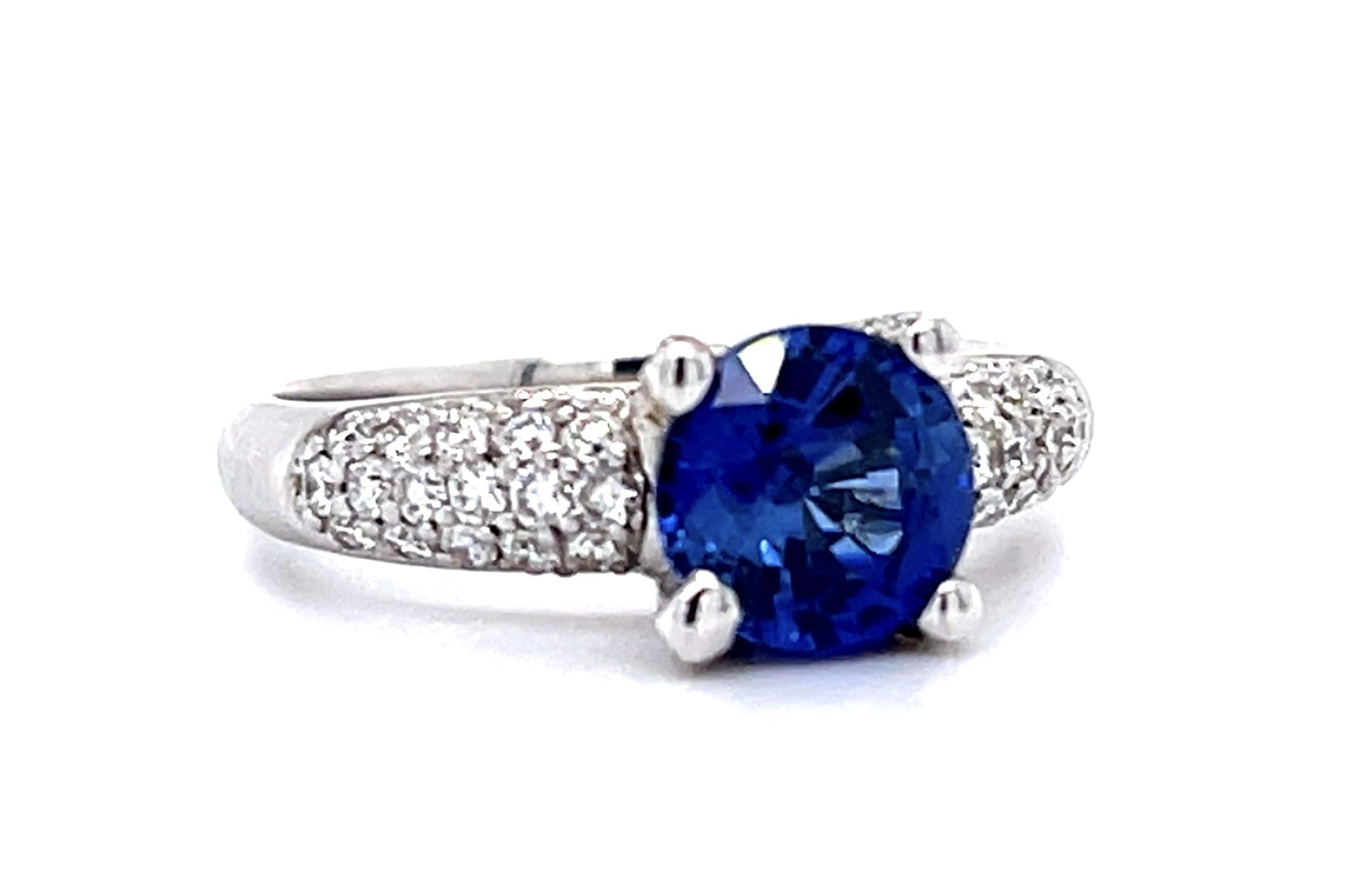 1.97ct Ceylon Sapphire (No Cert) .88ct Diamond 14KY White Gold Ring