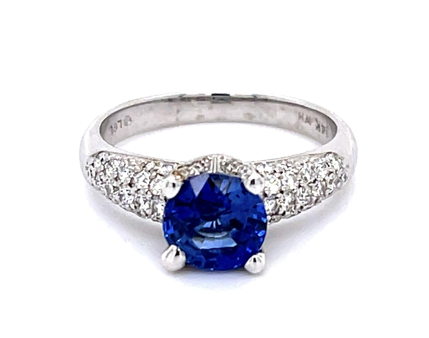 1.97ct Ceylon Sapphire (No Cert) .88ct Diamond 14KY White Gold Ring