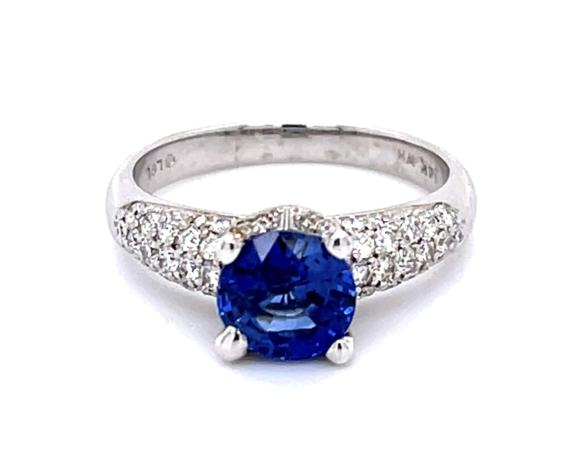 1.97ct Ceylon Sapphire (No Cert) .88ct Diamond 14KY White Gold Ring
