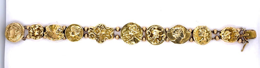 Original Art Nouveau 14KY Slide Lady's Motif Bracelet (Antique 1905)