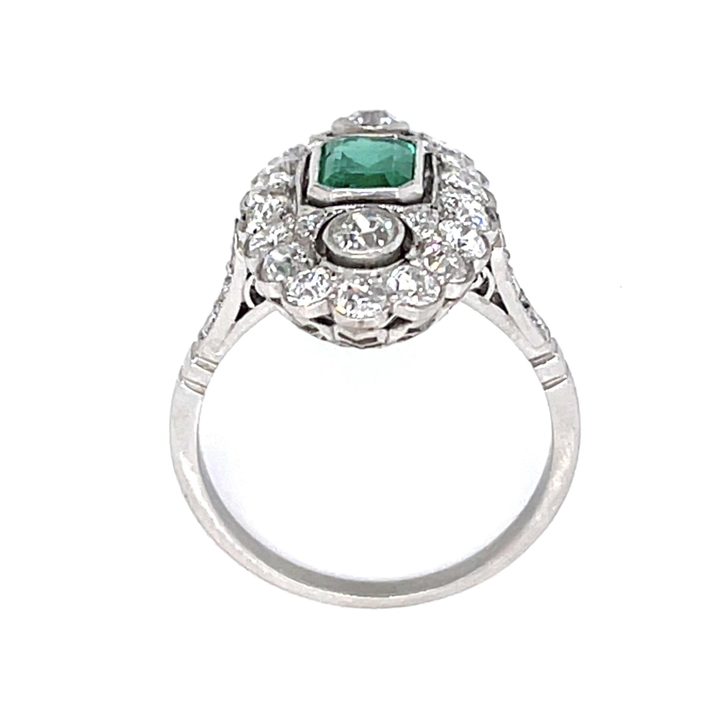 .83ct Emerald Platinum Handmade Ring 1.67ct Diamond