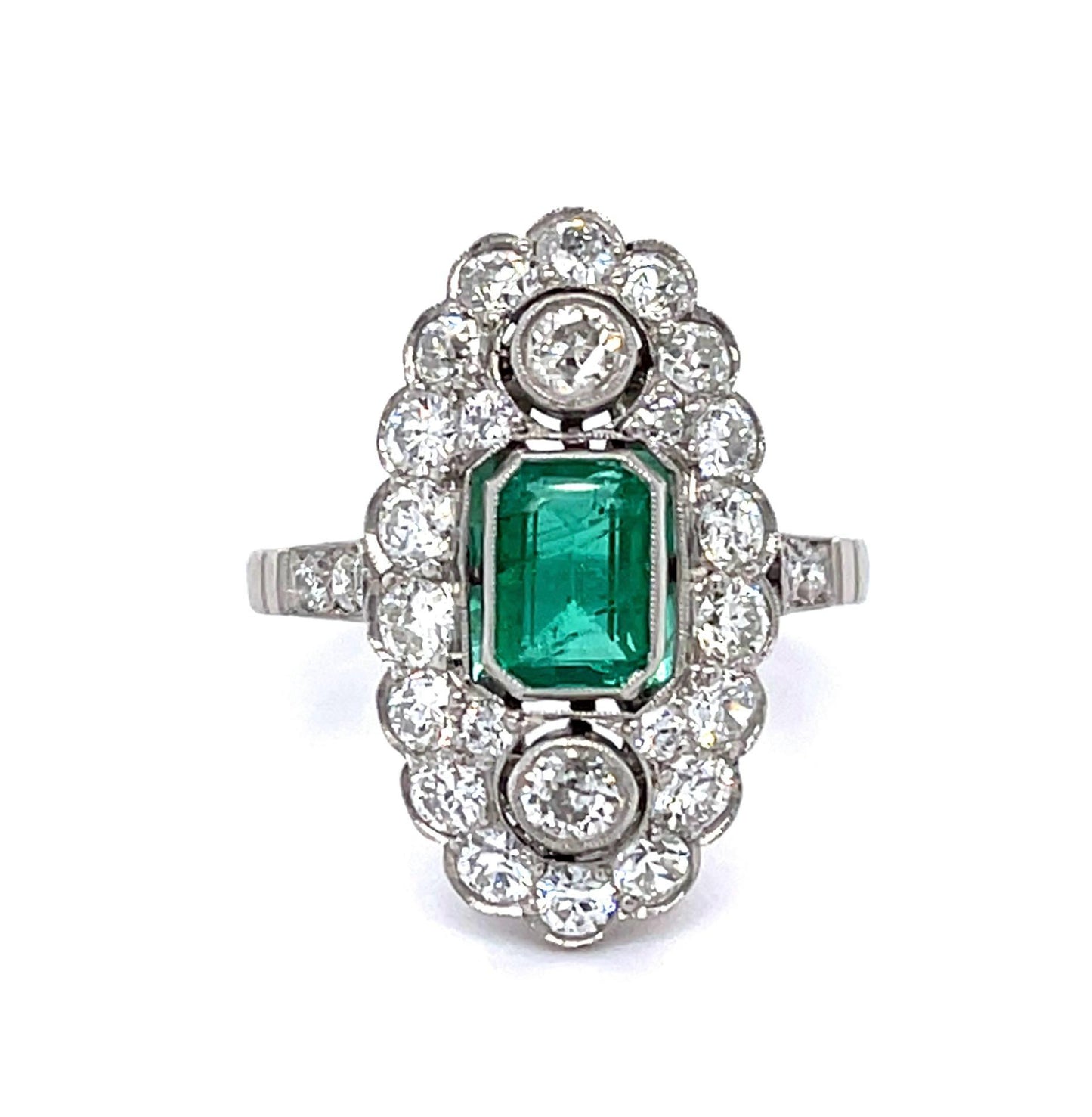 .83ct Emerald Platinum Handmade Ring 1.67ct Diamond