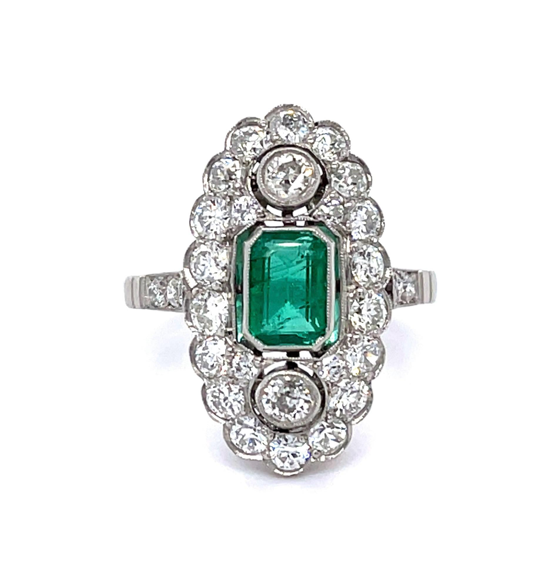 .83ct Emerald Platinum Handmade Ring 1.67ct Diamond