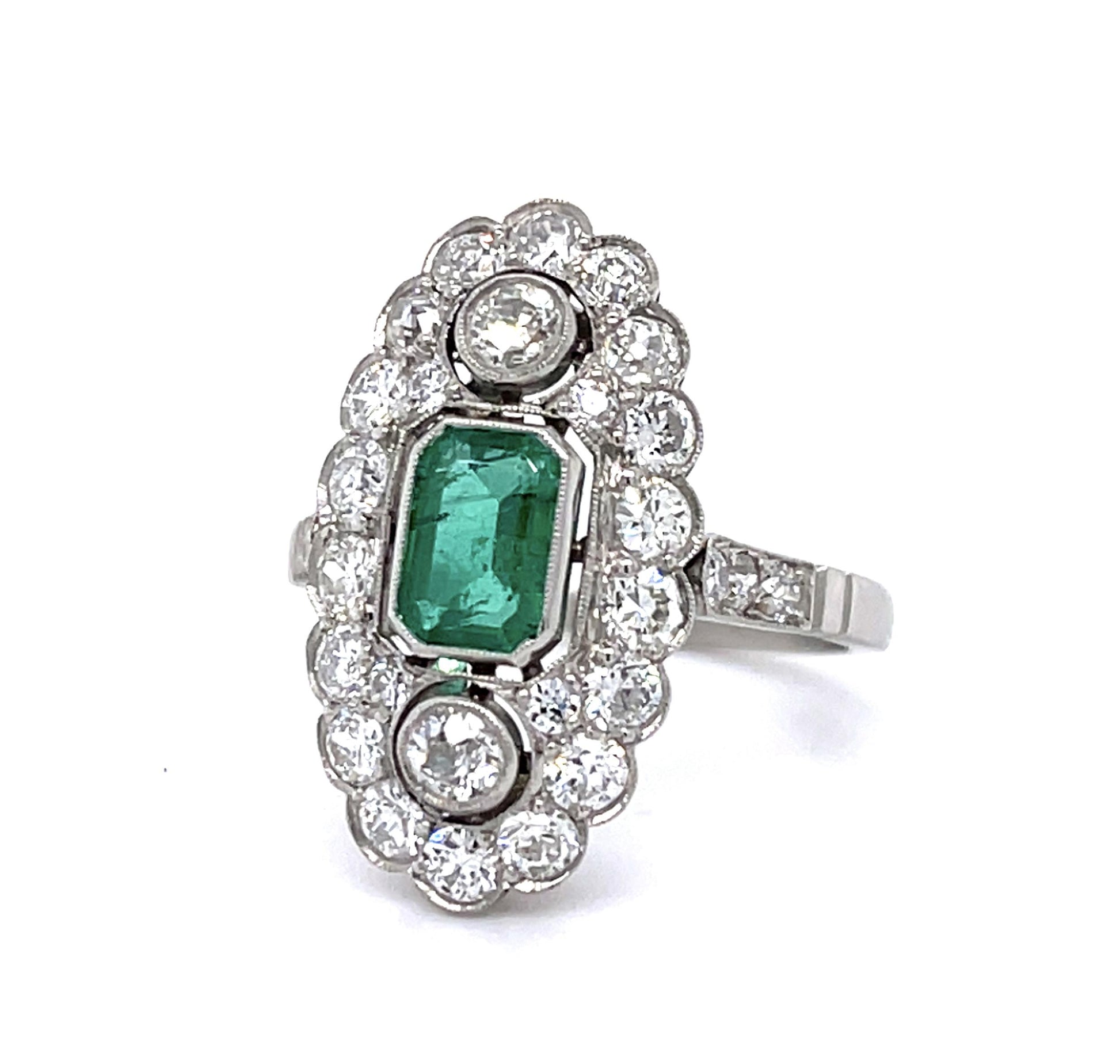 .83ct Emerald Platinum Handmade Ring 1.67ct Diamond