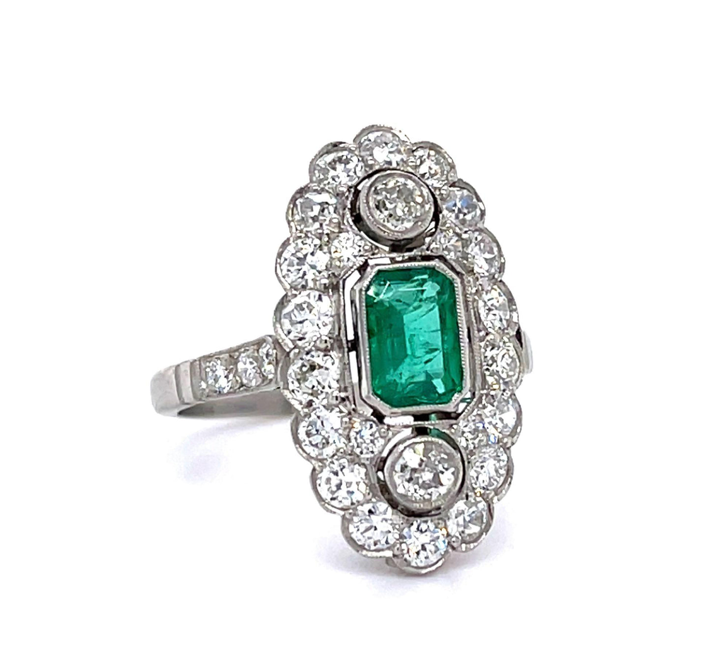 .83ct Emerald Platinum Handmade Ring 1.67ct Diamond