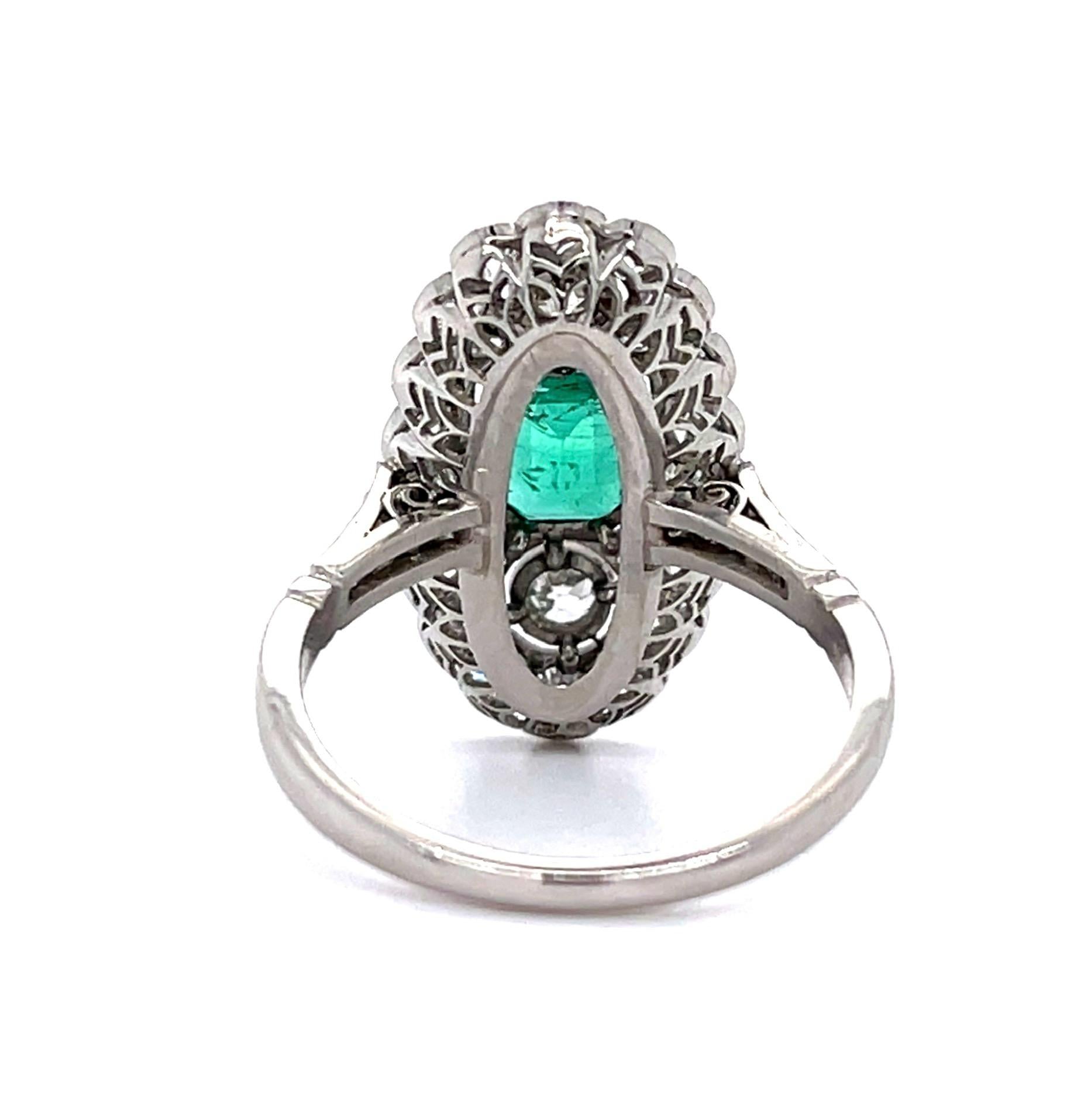 .83ct Emerald Platinum Handmade Ring 1.67ct Diamond