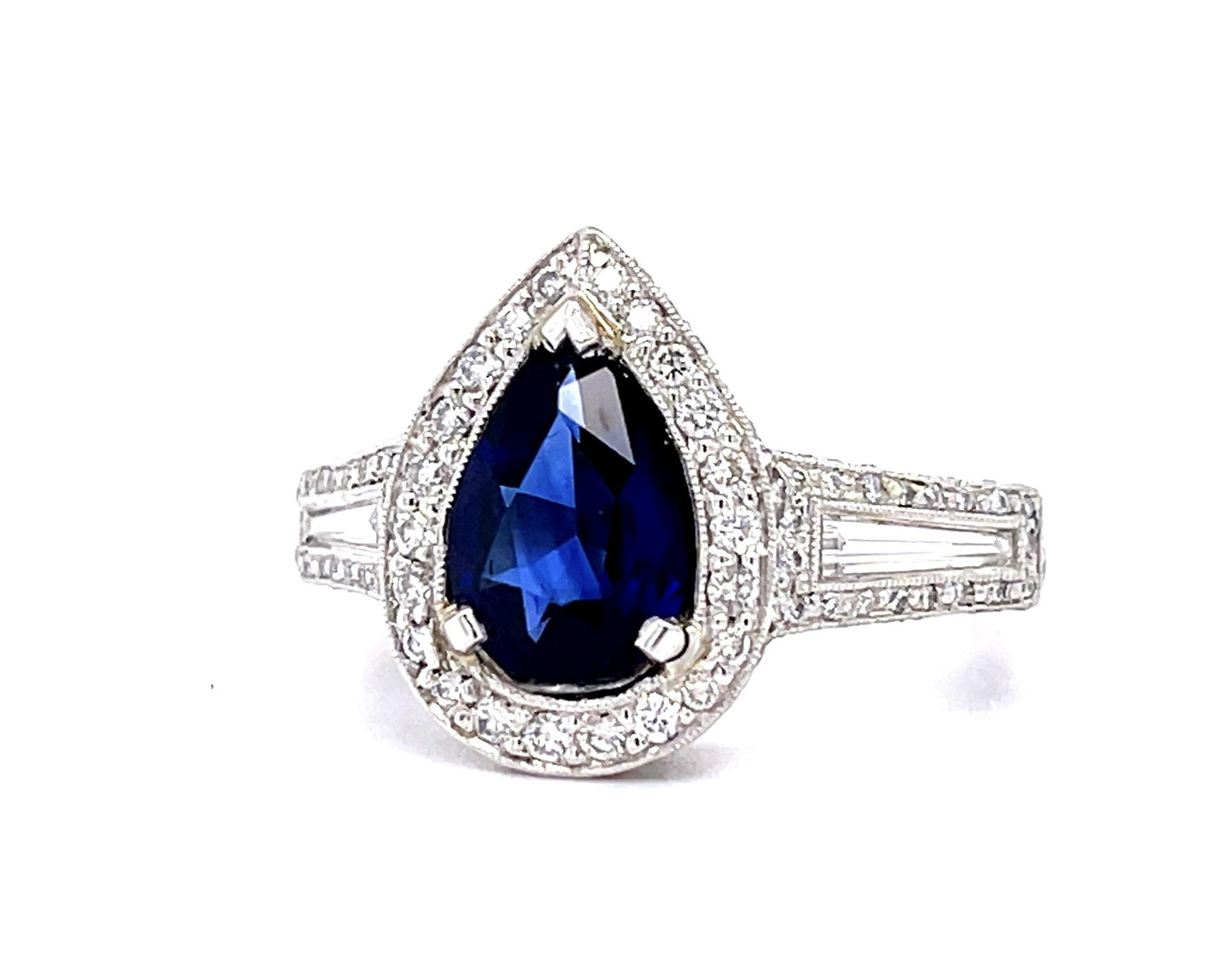 2ct Pear-Sapphire 1.50ct Diamond Platinum Ring