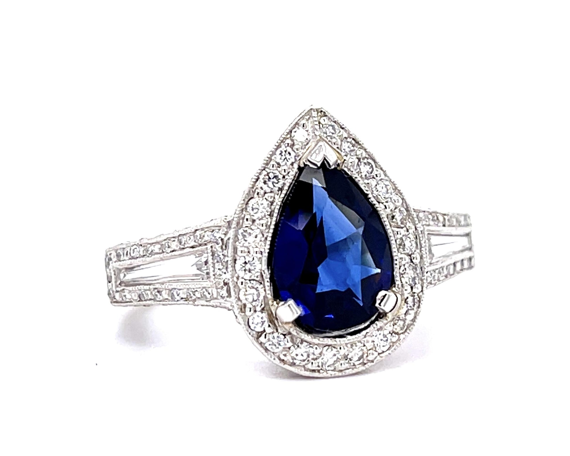 2ct Pear-Sapphire 1.50ct Diamond Platinum Ring