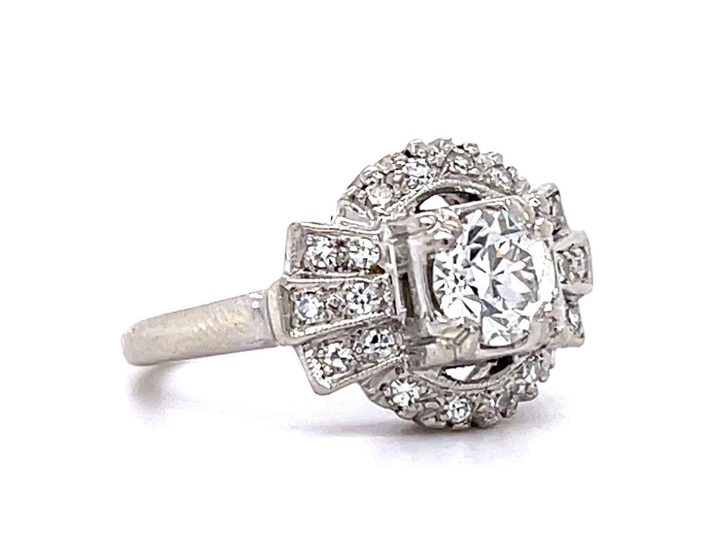 Late Art Deco .65ct H VS Old European Diamond (No Cert) 14KW Ring