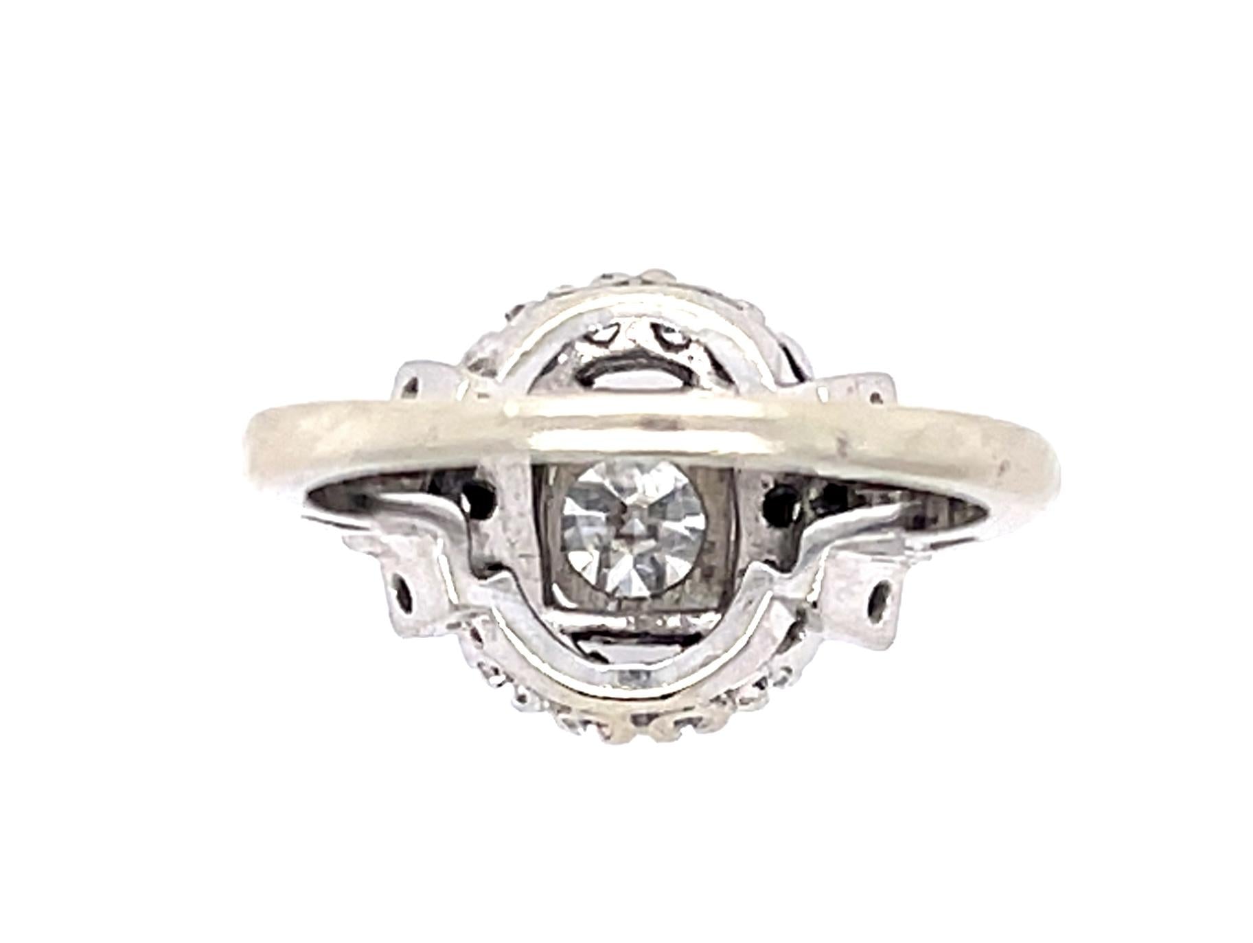 Late Art Deco .65ct H VS Old European Diamond (No Cert) 14KW Ring