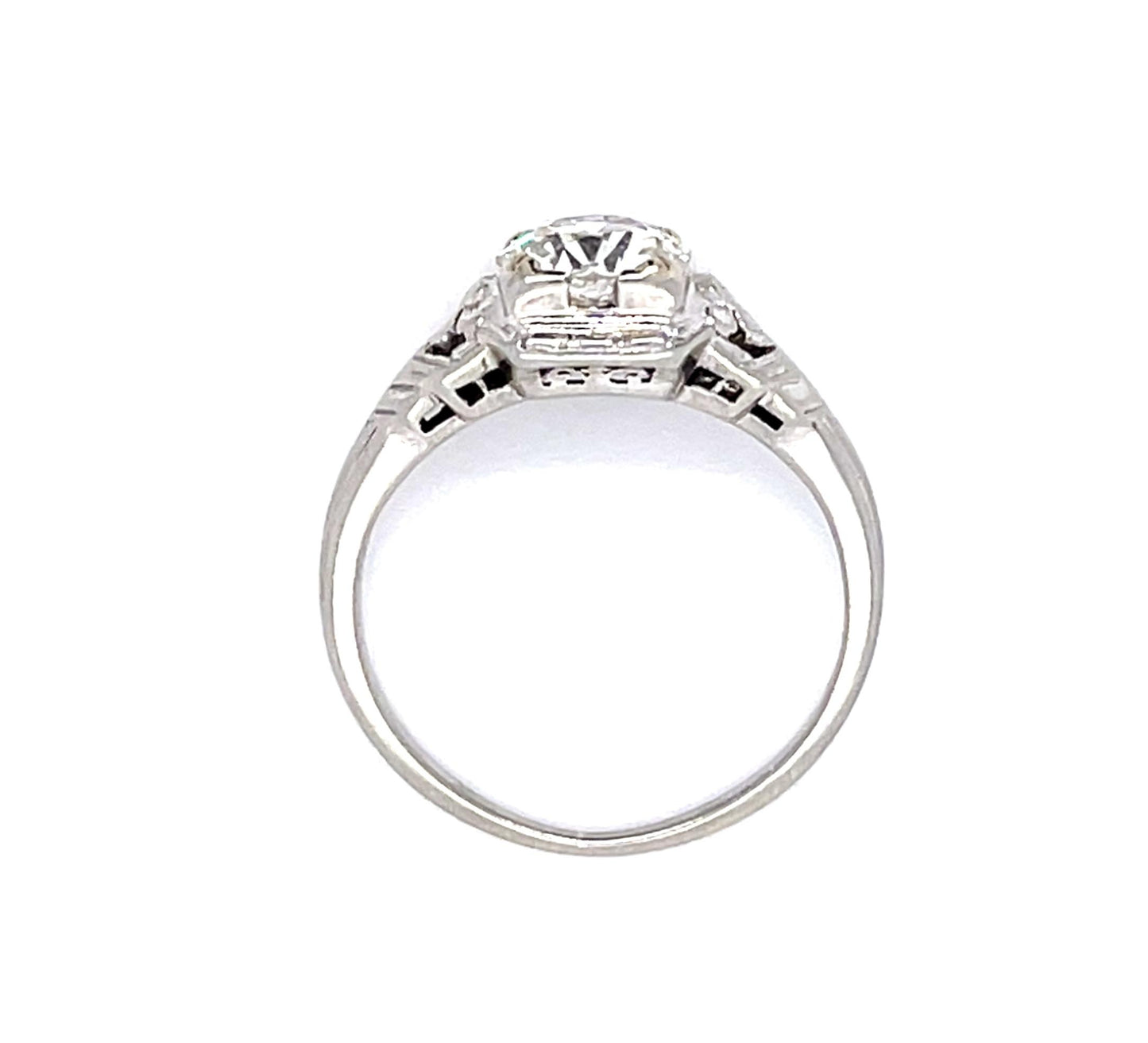 Art Deco .96ct K VS2 Old European Diamond (No Cert) 18KW Ring (Antique 1920s)