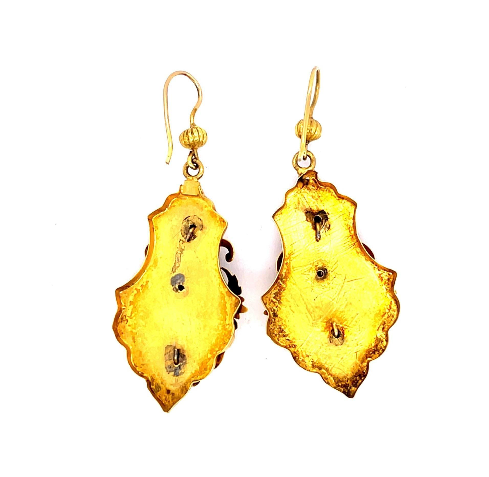 Original Victorian Garnet 14KY Drop Earrings (Antique 1880s)