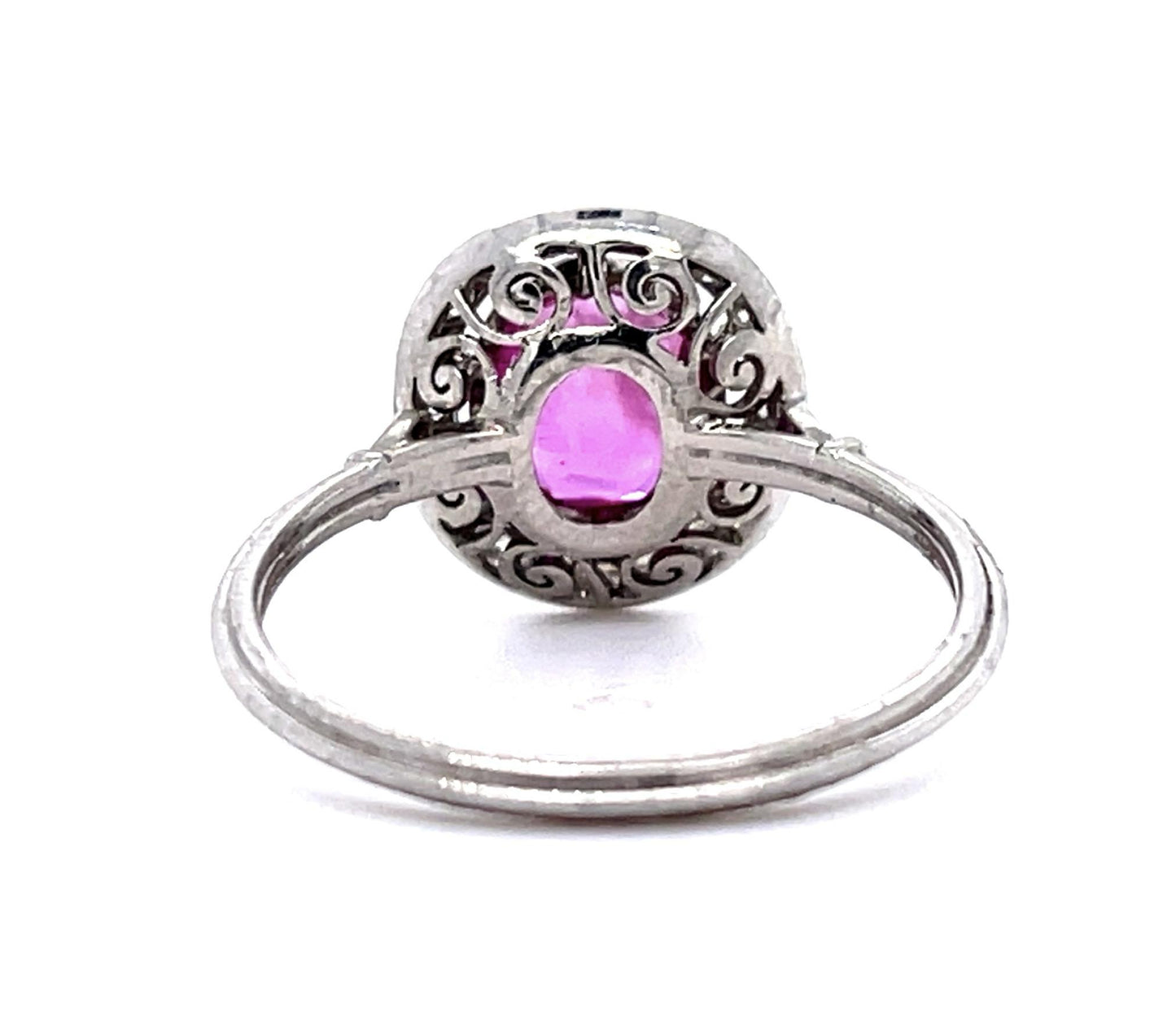 1.25ct Pinkish Red Burma Ruby (No Cert) .40ct Diamond Platinum Ring