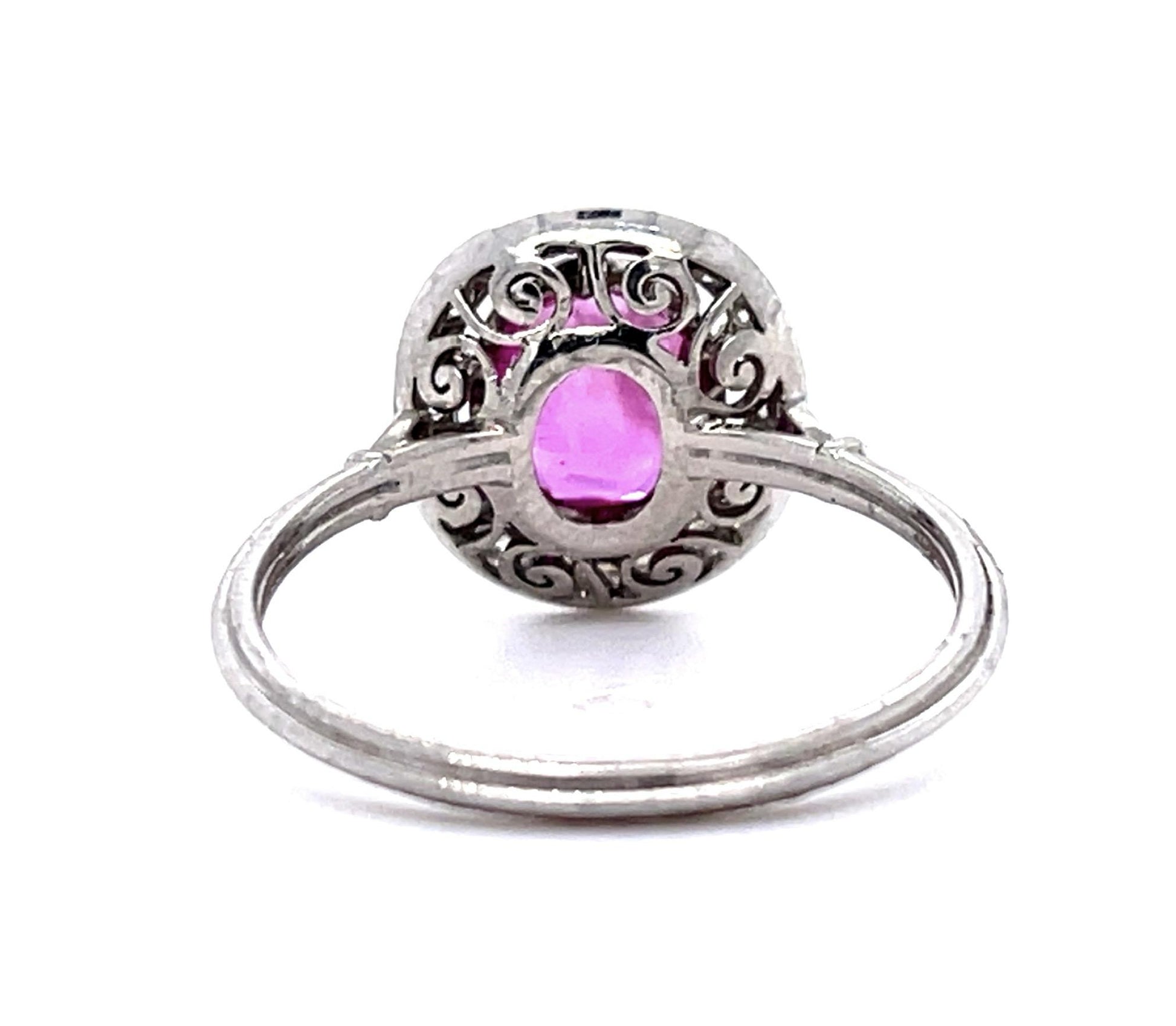 1.25ct Pinkish Red Burma Ruby (No Cert) .40ct Diamond Platinum Ring