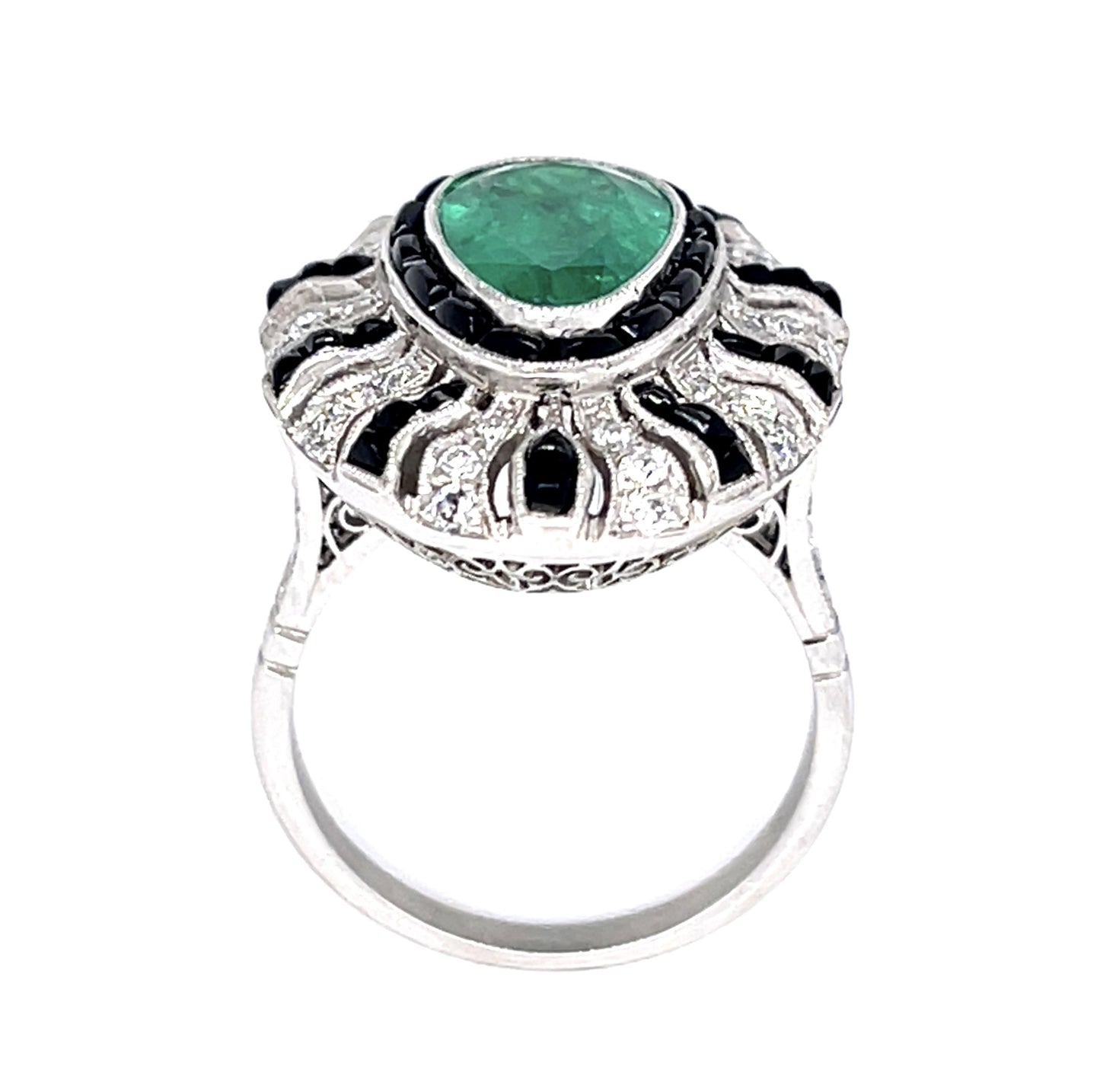 1.93ct Colombian Pear-Emerald (No Cert) Platinum Handmade Ring