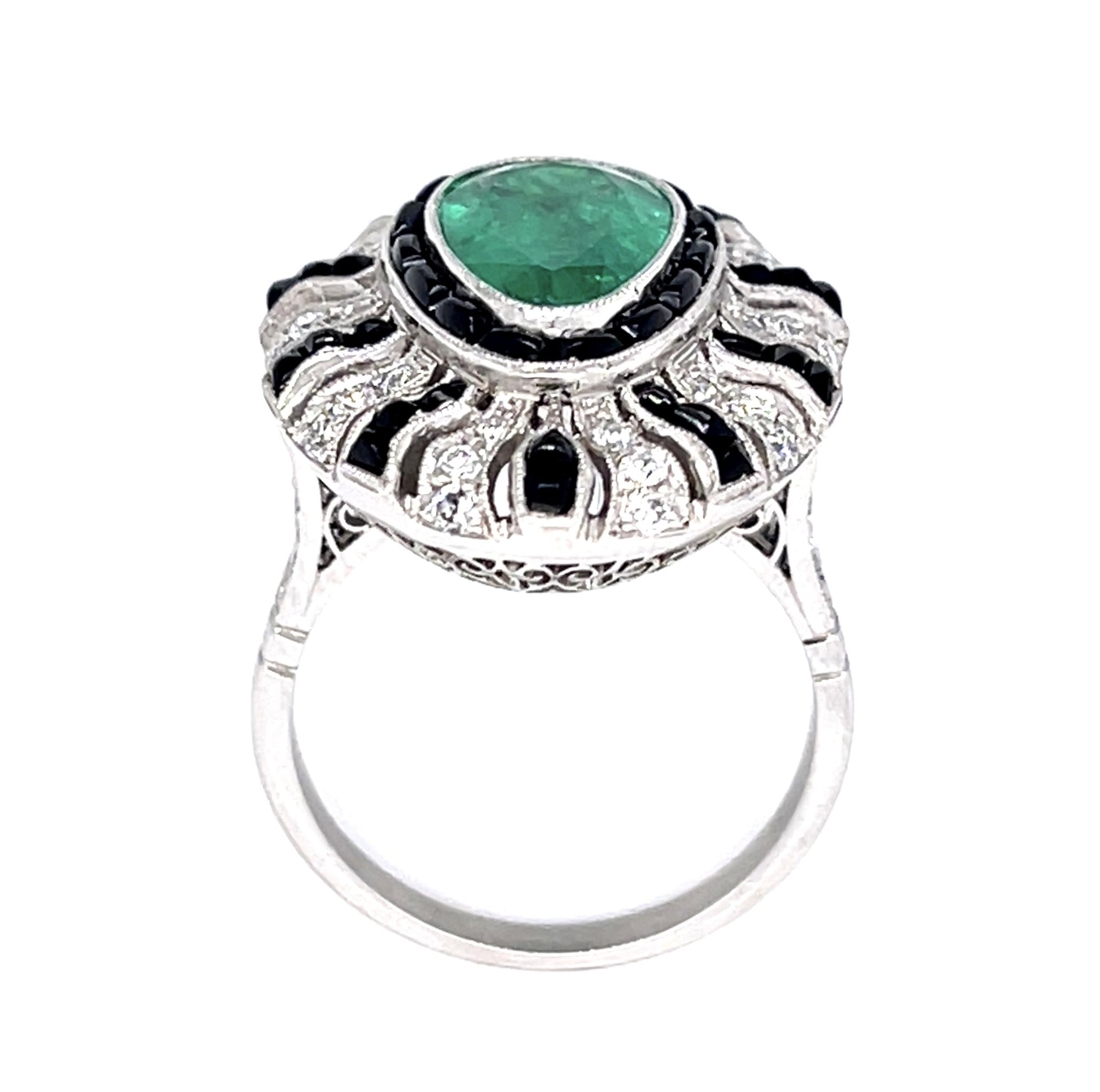 1.93ct Colombian Pear-Emerald (No Cert) Platinum Handmade Ring
