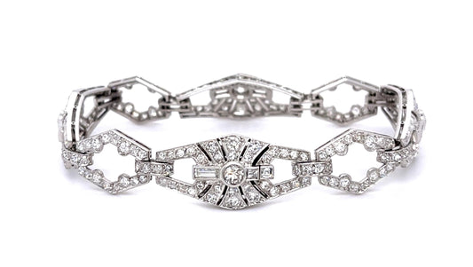 Original Art Deco 5.75ct European Diamonds (237 Stones) 18KW Bracelet