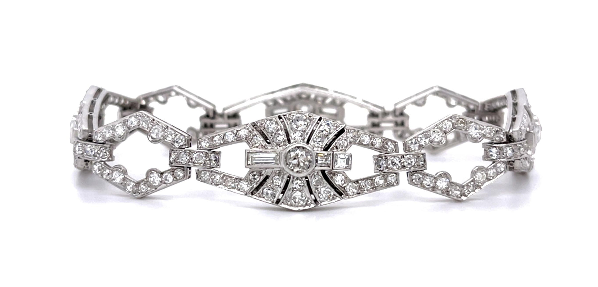 Original Art Deco 5.75ct European Diamonds (237 Stones) 18KW Bracelet