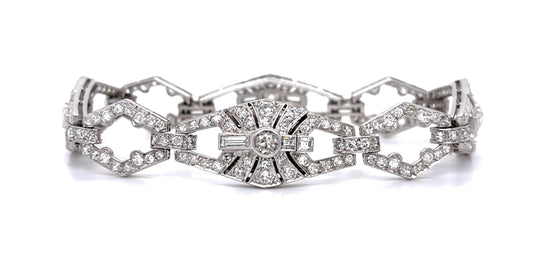 Original Art Deco 5.75ct European Diamonds (237 Stones) 18KW Bracelet