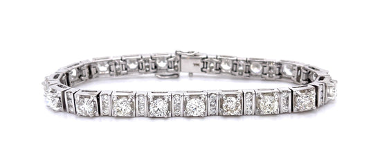 6.65ct Large Round Brilliant Diamond 14KW Tennis Bracelet 1.45ct SD