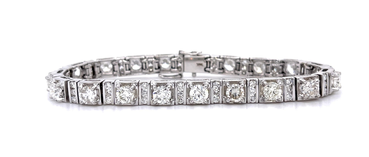 6.65ct Large Round Brilliant Diamond 14KW Tennis Bracelet 1.45ct SD