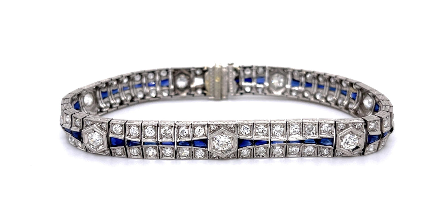 6.50ct Old European Diamond (119 Near Colorless VS Stones) PT Link Bracelet