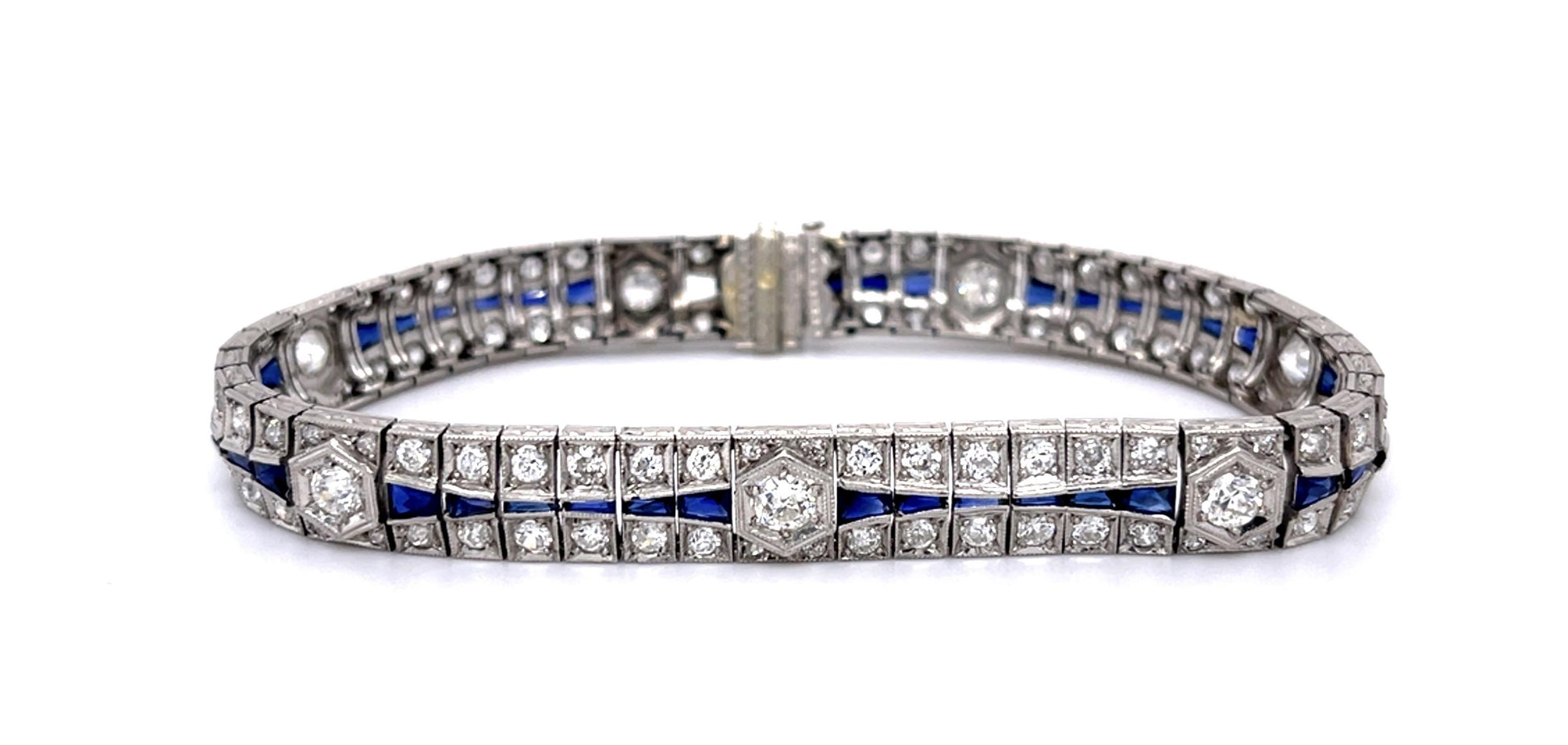 6.50ct Old European Diamond (119 Near Colorless VS Stones) PT Link Bracelet
