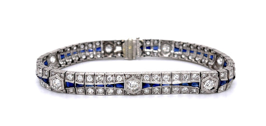 6.50ct Old European Diamond (119 Near Colorless VS Stones) PT Link Bracelet
