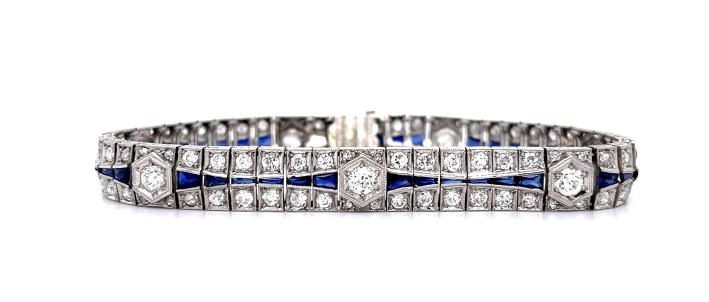 6.50ct Old European Diamond (119 Near Colorless VS Stones) PT Link Bracelet