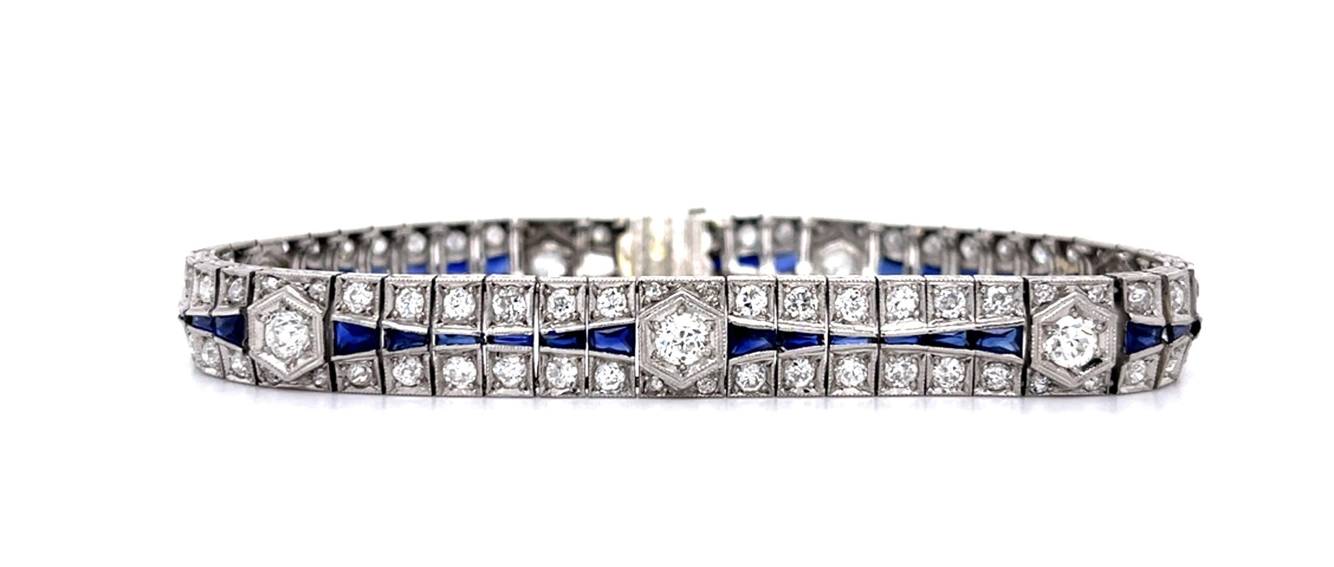 6.50ct Old European Diamond (119 Near Colorless VS Stones) PT Link Bracelet